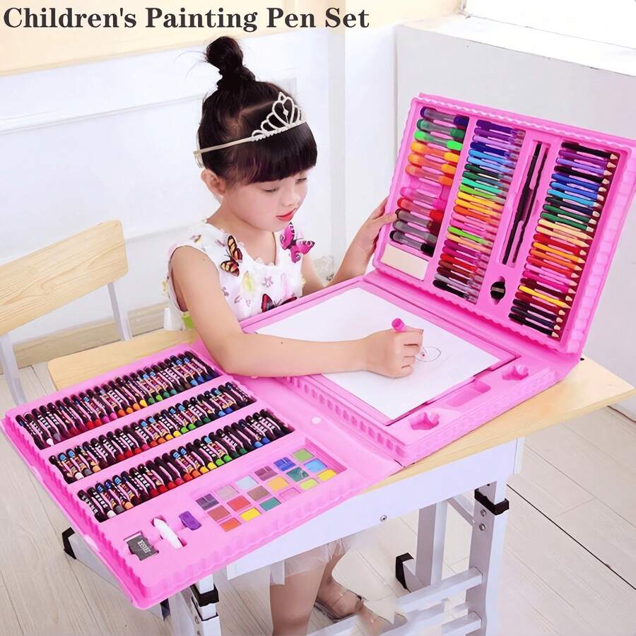 42pcs/86pcs/150pcs/208pcs Watercolor Pen Set, Pencil Set, Learning Drawing Tool Kit, Student Watercolor Pen Crayon Supplies Set, Watercolor Paint, 208pcs Set Includes Drawing Board, Writing Tools, Art Supplies, Holiday Gift (Packaging Box Design Sent Randomly) - Multicolor - View 1