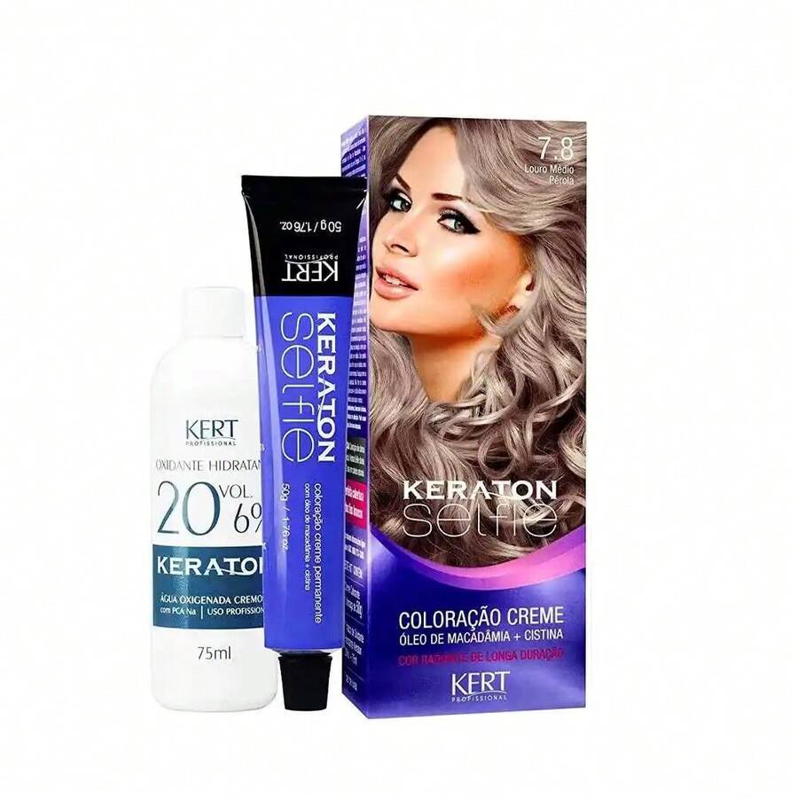 Keraton Selfie Hair Dye - Full Gray Coverage - Choose Your Color - 7.8 Medium Pearl Blonde - View 1