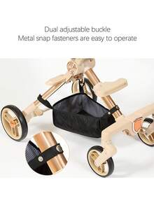 1pc Baby Stroller Bottom Frame Storage Basket, Waterproof Infant Carriage Undercarriage Organizer Bag With Adjustable Buckle - Multicolor - View 5