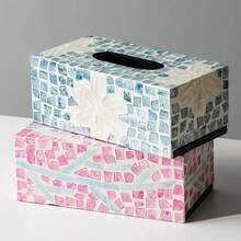 INS Style Light Luxury Natural Shell Decorative Tissue Box, Suitable For Living Room And Dining Room, Creative Desktop Storage - Multicolor - View 5