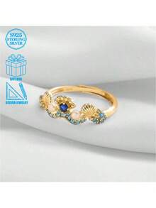1 chiếc nhẫn bạc 925 cao cấp, sang trọng, độc đáo, đính đá Zirconia tổng hợp và vỏ sò, thiết kế hình tròn hình học, phù hợp cho nữ, thích hợp làm quà tặng dịp lễ và tiệc tùng. - Bạc - Xem 4