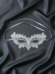 1/3/5/10 Pieces Women's Lace Masquerade Mask, Sexy Vintage Style, Cut-Out Floral Pattern Half-Face Mask With Ribbons, Suitable For All Seasons, Valentine's Day Costume - A - View 9