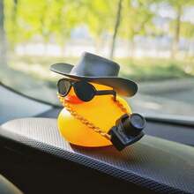 1pc Yellow Decorative Rubber Duck Car Dashboard Decor, Perfect Car Gift For Friends, Cute And Fun Little Yellow Duck - Yellow - View 5