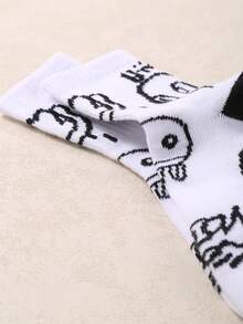 10/12 Pairs Kids Graffiti & Skull Graphic Soft Breathable Sweat-Wicking Streetwear Y2K Style Mid-Calf Crew Socks For Daily/Spring/School - Multicolor - View 5