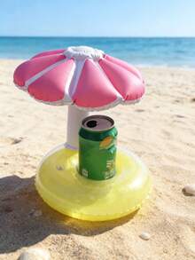 Floating Dual-Color Mushroom Umbrella Cup Holder, PVC Inflatable Water Floating Beverage Cup Coaster - A - View 3
