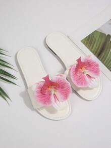 Sandal đế bằng một quai kiểu Pháp trang trí hoa, thích hợp cho hẹn hò, mua sắm, tụ họp, tiệc tùng, đi làm, công sở, mùa hè. - Màu Hồng Tươi - Xem 5