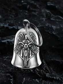 Timbre de motocicleta, timbre de protección para motociclistas, amuleto, regalo protector - Colgante de plata + llavero - Ver 2
