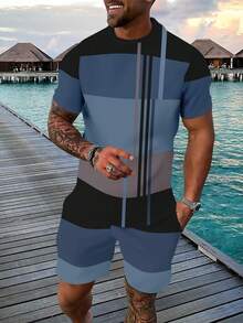 Men T-Shirt Co-Ords - Mixed Colors - View 4