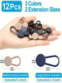 12 chiếc đai nới rộng eo bằng vải denim không đường may, có thể điều chỉnh, kèm nút cài eo, kẹp nới rộng eo không cần may, khóa thắt lưng có thể tháo rời. - A - Xem 2