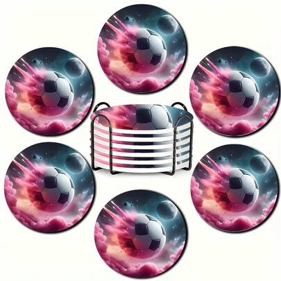 6 قطع/مجموعة أو 420 قطعة/70 مجموعة من بطانات الأكواب الخشبية المطبوعة بنمط كرة القدم لكأس العالم 2026، بدون حامل بطانات الأكواب، قطر 10 سم/0.35 بوصة، ظهر خشبي، بطانات أكواب زخرفية للأكواب، ديكور المطبخ والمائدة المنزلية، ديكور المطبخ، ديكور سطح الطاولة