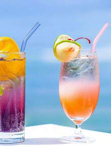 6支玻璃吸管配1个吸管清洁刷，可重复使用弯曲彩色玻璃吸管，8英寸x8毫米防碎可爱饮用吸管，配1个清洁刷，适用于咖啡、果汁、鸡尾酒、茶、饮料 - 彩色 - 查看 7