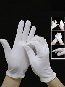 2/4/10 Pairs Unisex White Gloves, Suitable For Hand Care - Eczema - Super Breathable Work Gloves - Moisturizing SPA, Massage, Jewelry Inspection Gloves - Elastic Comfortable Cloth Gloves, Suitable For Home, Office, Travel - White Gloves - View 2