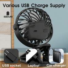 Ventilateur portable à clipser réglable à 720°, ventilateur de bureau compact avec lumière LED, mini ventilateur de refroidissement personnel rechargeable par USB, convient pour le bureau, le bureau à domicile, la poussette, le camping, cadeau pour femmes - multicolore - Voir 6