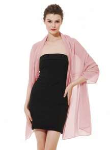 雪纺披肩围巾，适合新娘婚礼派对晚礼服和特殊场合穿着 - 淺粉色 - 查看 7