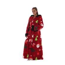 Neue Herbst-Winter-Faulbettdecke, TV-Decke, Outdoor-Kälteschutz-Kapuzen-Loungewear, Langarm, Verdickter Paar-Kapuzen-Bademantel, Loungewear - Rote Weihnacht - Übersicht 5