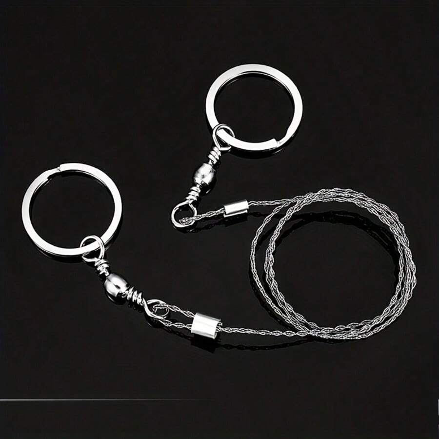 1pc Stainless Steel Wire Saw, Portable Multifunctional Survival Tool For Camping, Hiking, Hunting And Mountaineering, Lightweight Emergency Gear With Needle-Tip Blade And Dual Hand Positioning, Camping Accessory - Multicolor - View 1