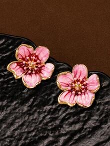 优雅的法式珐琅花卉耳环，百搭复古浪漫流苏耳环，适合夏季工作和日常佩戴。 - 彩色 - 查看 5