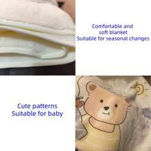 Soft Baby Blanket With Cute Cartoon Bear And Starfish Pattern - Comfortable Infant Swaddle Wrap, Machine Washable, Multiple Colors Available, Multifunctional Nursery Decor, Suitable For Newborns And Toddlers, Fun Design, Durable Baby Blanket - Multicolor - View 6