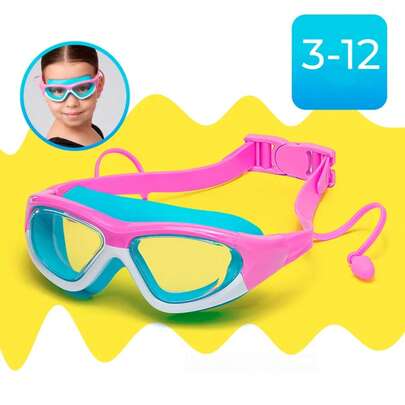 High Definition Children's Swimming Goggles, Suitable For Boys And Girls, Anti-Fog Swimming Goggles With Large Frame, Comfortable Silicone