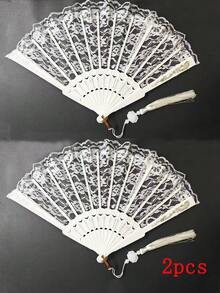 1把可折叠蕾丝扇，复古扇，黑白镂空，流苏装饰，复古风格，黑白配色，扇骨雕刻，流苏装饰，可折叠便携，适用于婚礼/汉服搭配、摄影道具、艺术收藏，高品质时尚手扇，婚礼装饰，情人节，情人节礼物，情人节装饰，婚礼装饰 - 彩色 - 查看 17