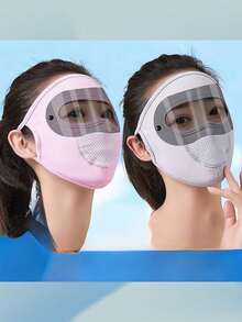 Hai lớp kính: Kính đen + Kính trắng, Chống bụi và tia cực tím, Tấm chắn bảo vệ mặt, Làm từ lụa băng mỏng, Mặt nạ che nắng toàn mặt, Thích hợp cho trượt tuyết mùa hè. - A - Xem 1