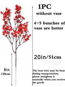 1/3支人造满天星花束，适用于婚礼、家居、餐厅、卧室、花瓶装饰、节日生日派对、婚礼装饰、鲜花、情人节礼物、新年DIY材料、家居装饰、圣诞节装饰、房间装饰等。 - 紅色 - 查看 9