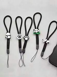 1条可调节可爱熊猫吊坠手机挂绳，适用于手腕、车钥匙、包包、耳机等。 - 彩色 - 查看 3