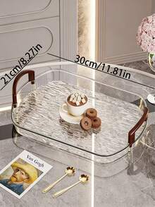 1 PET Serving Tray, Oval Design Tray, For Kitchen, Dining Table, Ramadan - Grey - View 8