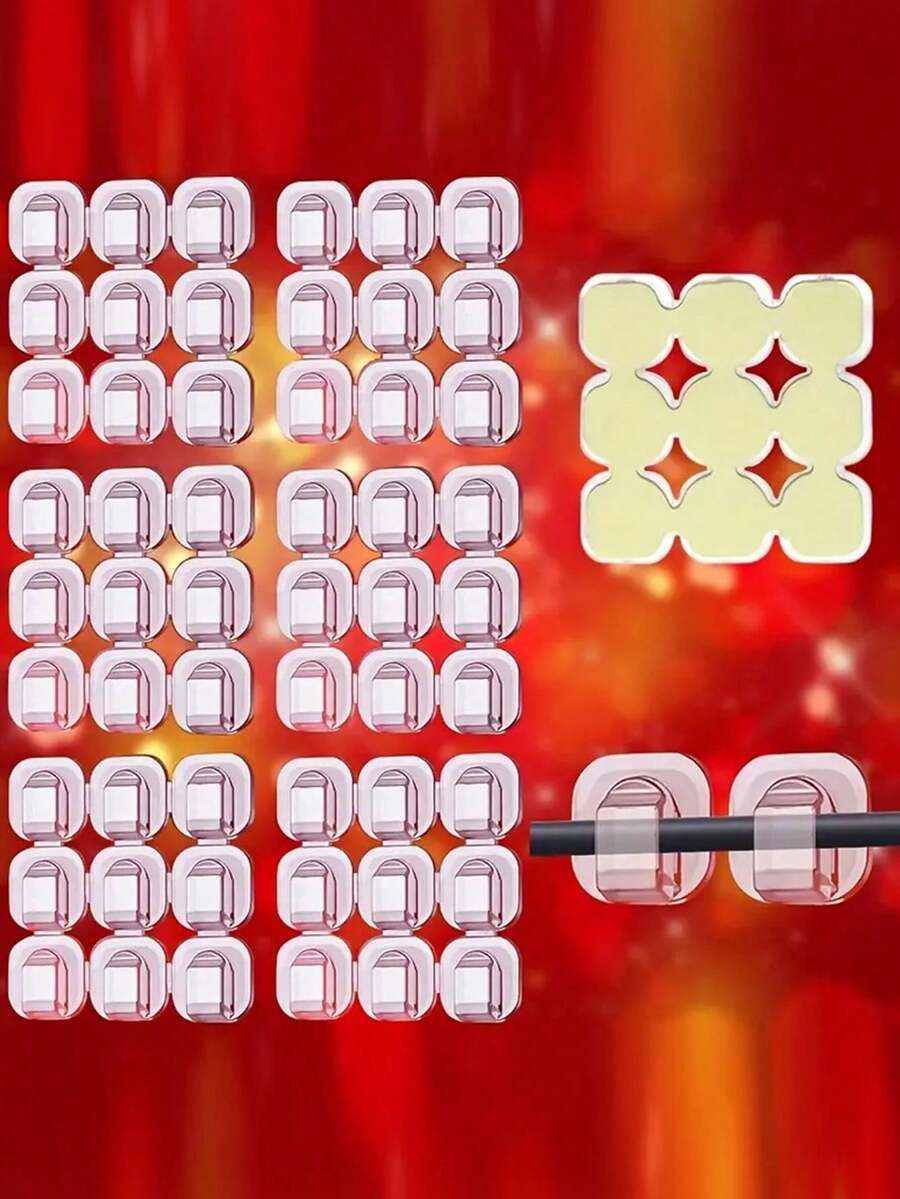 27件套灯串固定器,户外灯串保护夹,灯线固定整理夹,家用照明灯具桌面/墙面夹,可移动派对辅助挂钩,多功能挂钩 - 無色 - 查看 1