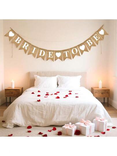 Bộ cờ trang trí hình trái tim bằng vải bố cổ điển "BRIDE TO BE", phong cách Boho cho tiệc cưới, tiệc độc thân, tiệc đính hôn, trang trí đám cưới, trong nhà/ngoài trời, phụ kiện chụp ảnh, cờ dây trang trí.
