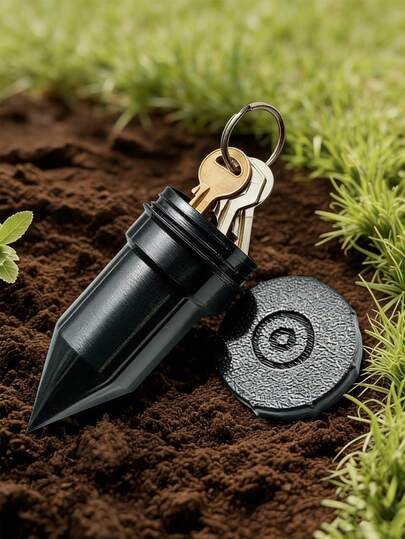 1个仿真洒水器钥匙隐藏器，钥匙收纳盒，钥匙防丢整理器，适用于花园、草坪和露台，耐用的户外安全装置，伪装备用钥匙收纳。