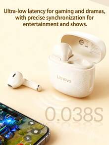 Lenovo EA166 Bluetooth 5.4 Earphones: High-Quality Sound, Smart Super-Clear Call Noise Cancellation, IPX5 Waterproof And Sweat-Proof Rating, Ultra-Low Latency. - Cherry Blossom White - View 9