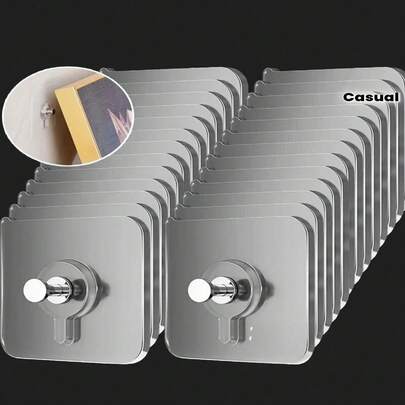 30 piezas/10 piezas/1 pieza Ganchos de pared adhesivos resistentes - Ganchos de plástico impermeables sin taladro, de gran resistencia, ideales para almacenamiento en el baño, colgar utensilios de cocina, perchero de dormitorio, organización montada en la pared, estantería de baño, ganchos de pared adhesivos resistentes sin daños, ganchos de baño impermeables de gran resistencia, ganchos resistentes para almacenamiento en la pared de la cocina