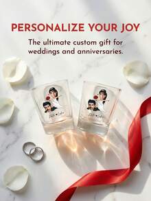 1个/12个装个性化趣味小酒杯,2盎司玻璃材质,可定制照片和名字 | 适用于婚礼、伴娘礼物、情人节、婚礼装饰、生日派对、18岁生日礼物、独特生日礼物、照片纪念品、趣味生日礼物、带脸部图案的小酒杯、带照片的小酒杯、定制生日小酒杯、个性化礼物、伴郎礼物、男士礼物、永恒的爱 - 集合 - 查看 10