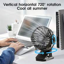 Ventilateur portable à clipser réglable à 720°, ventilateur de bureau compact avec lumière LED, mini ventilateur de refroidissement personnel rechargeable par USB, convient pour le bureau, le bureau à domicile, la poussette, le camping, cadeau pour femmes - multicolore - Voir 5