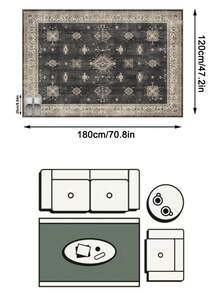 1pc Luxury Moroccan Vintage Floral & Striped Faux Wool Area Rug/Carpet/Door Mat/Runner, Suitable For Bathroom, Kitchen, Entryway, Hallway, Bedside, Living Room, Bedroom, Machine Washable, Home Decor - Multicolor - View 12