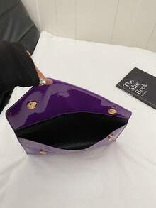 New Niche Design Fashion Crocodile Embossed Envelope Bag, Retro Style Women Handbag - Purple - View 4