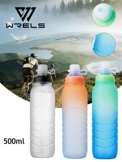  1pc WRELS 500ml Ombre Color Sports Water Bottle, Portable Leak-Proof Seal, Suitable For Hiking, Cycling, Fitness, Outdoor Activities, Camping And Basketball
