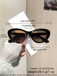 1 PC Women's Vintage Cat Eye Fashion Glasses Solid Color Polycarbonate Frame Tea And Gray Lenses Wear Without Pressure Suitable For Outdoor Commute With Glasses Box - Multicolor - View 10