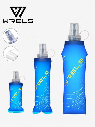  1/2pcs WRELS Starry Sky Pattern Foldable Water Bottle, Leak-Proof Seal, Lightweight, Silicone Material, Portable, Suitable For Outdoor Sports Like Running, Fitness, Cycling, Camping