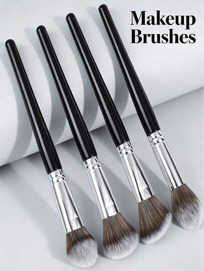 5pcs Makeup Brush Set: Long Handle Soft Hair Brushes - Includes Blush Brush, Foundation Brush, Concealer Brush And Diffuser Tool. Ideal For Beginners And Daily Use; Compact And Portable, Suitable For Travel.