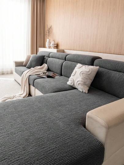 1 Piece Of Elastic Sofa Cover, Anti Slip All Inclusive Sofa Seat Cover, Fleece All Season Universal Sofa Cushion Cover, Fabric Thickened Sofa Cover, Cloth Towel Machine Washable, Dustproof, Dirt Resistant, Home Decoration, Pet Friendly Protective Cover, Light Gray Small Fresh Room Decoration, Adjustable Corner Sofa Cover, Suitable For Bedroom, Office, Living Room Combination, L-Shaped Sofa And 1234 Seat Cover