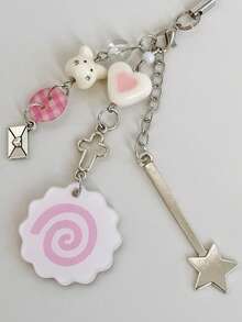 1pc Trending Pink Cat Heart Magic Wand Phone Lanyard, Cute Pendant, Versatile Sweet Girl Style Phone/Bag Charm - Multicolor - View 9