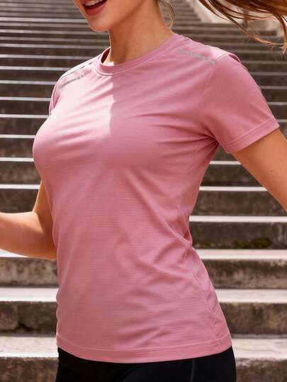 Women's Quick-Dry T-Shirt, Suitable For Sports, Outdoor, Fitness, Running, Travel, Comfortable And Fitted, Activewear Pink Summer