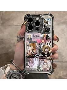 Anime Design Phone Case Suitable For IPhone 16 15 14 13 12 11 Pro Max X XR XS MAX 8 7 Plus Electroplated, Shockproof, Transparent Soft Back Cover - 銀色 - 查看 3