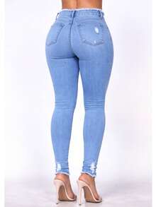 Women's Skinny Jeans, High Waist, Shapes Butt, Premium Line - 藍色050 - 查看 2