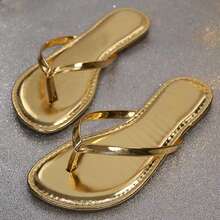 Womens Flip Flops Thong Sandals Shoes Flats For Ladies Slides Lightweight Slippers Summer Casual Beach Dressy Sandals - 金色 - 查看 1