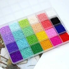 1 Hộp 24 Hạt cườm thủy tinh 3mm màu sắc thời trang, bộ dụng cụ tự làm trang sức, phụ kiện hạt cườm rời - Bộ hạt cườm 3mm - Xem 1