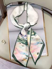 一条长款真丝围巾，双面印花，触感如丝般柔滑，适合女性在春、夏、秋季佩戴，可围在脖子上，搭配衬衫、牛仔裤，也可作发圈或头巾使用。 - 彩色 - 查看 10