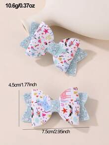 2 chiếc kẹp tóc nơ xinh xắn cho bé gái, có đính kim tuyến, thích hợp để sử dụng hàng ngày vào mùa xuân và mùa hè. - Nhiều màu - Xem 4